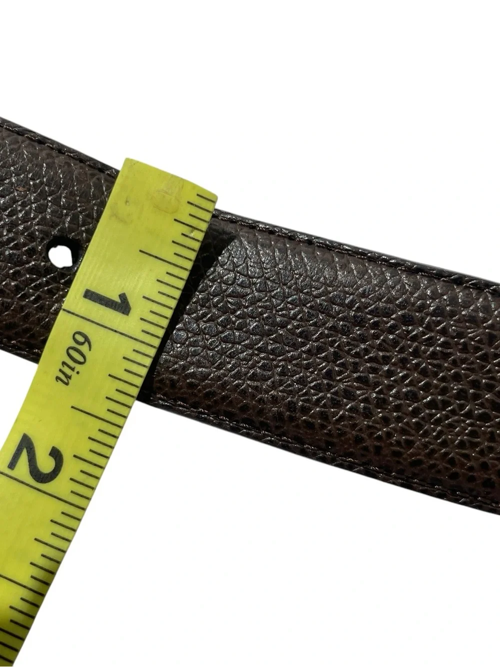 Brooks Brothers Pebbled Brown ITALIAN  LEATHER Belt Men's Sz 44 Silver Buckle